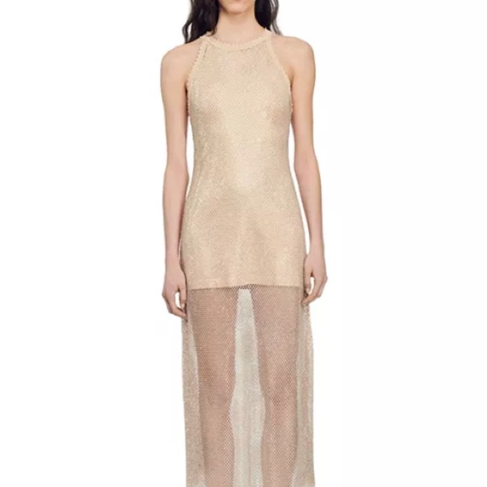 NWT Sandro Hollywood Mesh Dress—Missing slip & some crystals